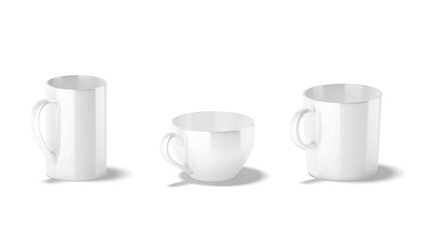 Wall Mural - Blank white ceramic mug mock up set, looped rotation