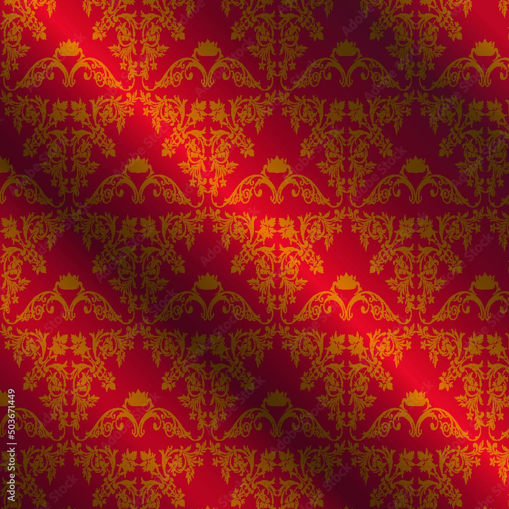 Royal vector textile on red background, luxury red royal wallpaper, layout design, poster template, background, art