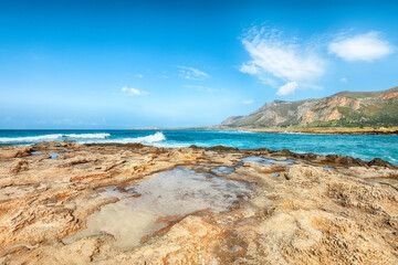 Wall Mural - Amazing seascape of Isolidda Beach near San Vito cape.