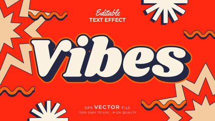Editable text style effect - retro old school cartoon text in groovy style theme