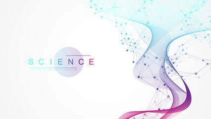 Abstract structure molecules or atom for science or medical background.