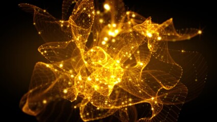Wall Mural - Abstract scientific fantasy background energy wave form shiny particles light projections rays loop