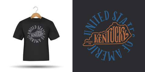Wall Mural - Kentucky state t-shirt typography design. USA american state hand drawn lettering. Made in Kentucky slogan, phrase, quote. Vector illustration.