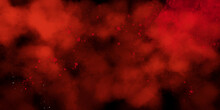 Abstract Smoke Frame And Space,black Background. Abstract Red Dust Splattered On Black Background. Red Powder Explosion. Bright Red Space Nebula. Elements Of This Image