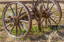 Closeup Shot Of The Old Wooden Wheels Of An Old Ca
