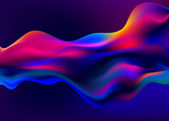 Wall Mural - Abstract liquid holographic gradient shape. 3D Vector design element.