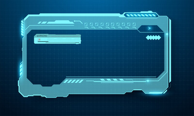 Aufkleber - Futuristic frame user interface screen element.  Abstract control panel layout design. Blue Virtual hi Sci fi technology gadget. Empty rectangle frame for game ui design. Vector illustration