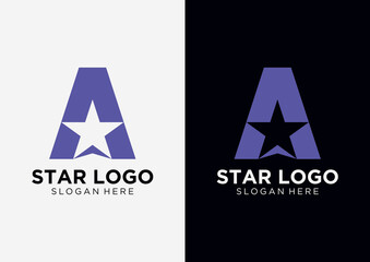 Wall Mural - Star and letter A Logo design template.