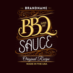 Vintage retro BBQ Sauce label