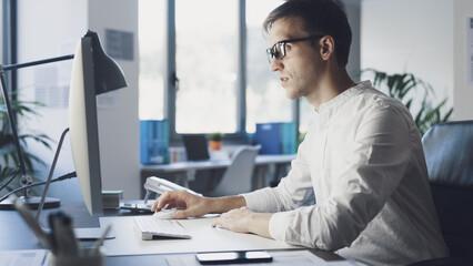 corporate businessman working in the office