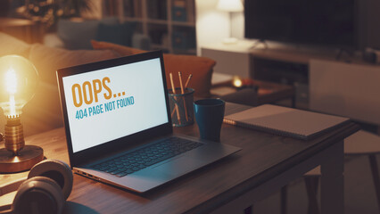 404 page not found error message on a web page