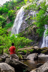 Landscape photos Khlong Lan Waterfall, the beautiful waterfall in Khlong Lan National Park of Thailand.