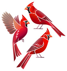 Wall Mural - Stylized Birds - Northern Cardinal