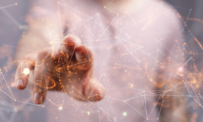Wall Mural - concept of internet network. double exposure
