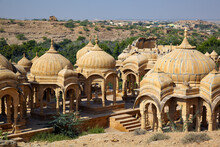 Photo Of Hindu Tomb Mausoleum Or Bada Bagh Cenotaphs In Rajastan. India.