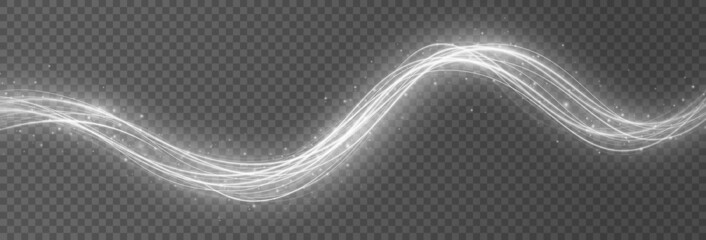 Wall Mural - silver sparkling light trail. magic light trail of glittering comet tail. shimmering golden wave wit