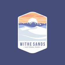 White Sand National Park Emblem Patch Logo Illustration With Soaptree Yucca In Tularosa Basin On Dark Background