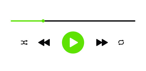 Poster - Media music player interface isolated on white background. Multimedia frame template. Mockup live stream window, player. Online broadcasting. Multimedia navigation and music application.