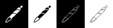 Set Marijuana Joint, Spliff Icon Isolated On Black And White Background. Cigarette With Drug, Marijuana Cigarette Rolled. Vector