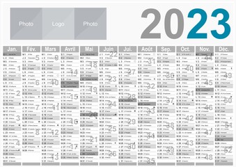 Wall Mural - Calendrier 2023 Format A3 - pour entreprise avec logo sur 12 mois - multicaque - modifiable