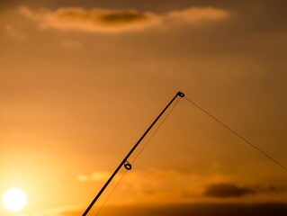 Wall Mural - Fisherman Fishing Rod Silhouette