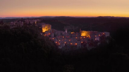 Poster - Aerial view of Sorano, a town in the province of Grosseto, southern Tuscany, Italy