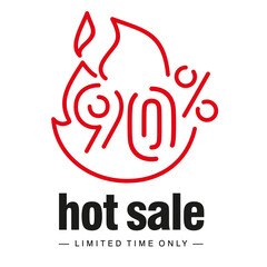 Canvas Print - Hot Sale 90 % off big sale and super sale discount voucher coupon red line design logo icon white background