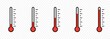 Thermometer icon. Growing temperature scale. Thermometer scales icon. Different temperatures. Flat vector thermometrt icons. Vector EPS 10