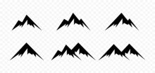 Mountain Icons. Mountain Peek Icons Isolated In Transparent Background. Rocky Terrain Icon. Vector