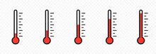 Thermometer Icon. Growing Temperature Scale. Thermometer Scales Icon. Different Temperatures. Flat Vector Thermometrt Icons. Vector EPS 10