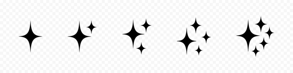 black stars icon set. stars collection. star icon collection. different star shapes. sparkle star ic