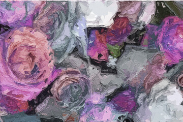  abstract oil painting peony flower rose flower illustration