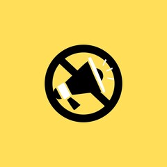 illustration of an no horn ,silence logo the symbol are found school, hospital, protected areas, with black and white sticker and yellow background 