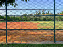 Chain Link Fence Baseball Field Dugout Practice Sports Park Playground Empty Ballpark