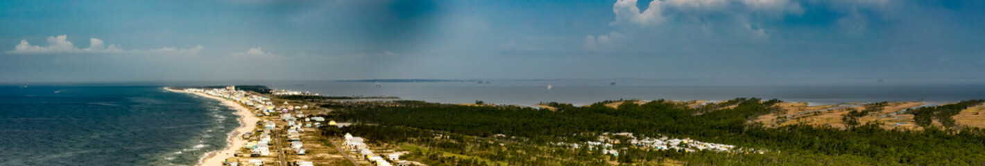 Aerial panorama of Fort Morgan historic site Gulf Shores Alabama