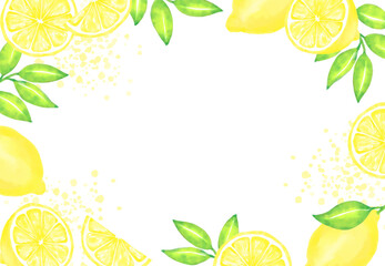 vector background with lemons and leaves in watercolor for banners, cards, flyers, social media wallpapers, etc.