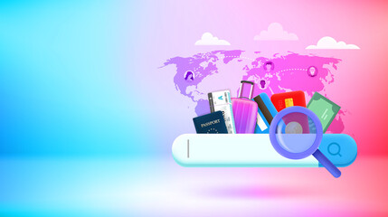 Aufkleber - Searching country to immigratation. Vector 3d banner with copy space
