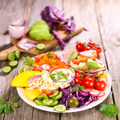 Wall Mural - plate of mixed vegetable salad