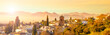 Leinwandbild Motiv Granada city landscape panorama viewat sunset