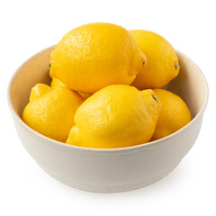 Poster - Whole fresh lemons in rustic bowl.