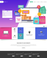Wall Mural - colorful website template with webshop elements.