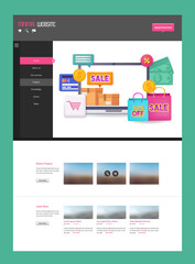Wall Mural - colorful website template with webshop elements.