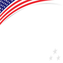Wall Mural - American abstract flag wave corner banner border with an empty space for text.	
