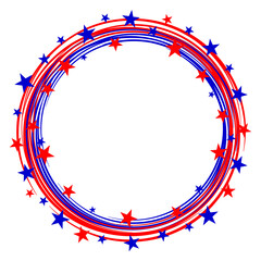 Wall Mural - Decorative round frame with American flag symbols for banner, border, logo, emblem and the design element.