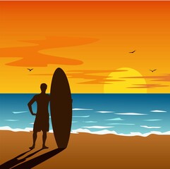 Poster - surfer on the beach