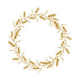 Fototapeta Boho - Watercolor wheat wreath. Cereal round frame. 