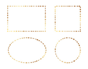 Poster - Set of different golden frames with beads or dots isolated on white. Borders for wedding invitations or greeting cards.