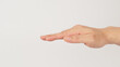 Me hand sign (pitch) or the steady or calm tone on white background .The sign of tone in key