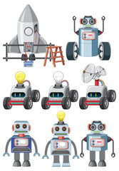 Wall Mural - set of different vintage robots