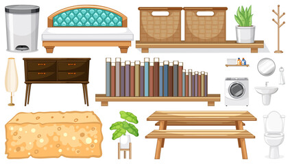 Wall Mural - Furniture and household appliances on white background